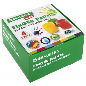 Краски пальчиковые для малышей от 1 года, 4 цвета по 40 мл, BRAUBERG KIDS, 192278 Краски пальчиковые для малышей от 1 года, 4 цвета по 40 мл, BRAUBERG KIDS, 192278
