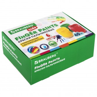 Краски пальчиковые для малышей от 1 года, 6 цветов (3 классических + 3 флуоресцентных) х 40 мл, BRAUBERG KIDS, 192279 Краски пальчиковые для малышей от 1 года, 6 цветов (3 классических + 3 флуоресцентных) х 40 мл, BRAUBERG KIDS, 192279