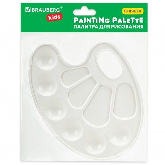 Палитра для рисования BRAUBERG KIDS, белая, овальная, 10 ячеек, 192353 Палитра для рисования BRAUBERG KIDS, белая, овальная, 10 ячеек, 192353
