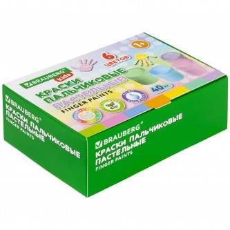 Краски пальчиковые пастельные для малышей от 1 года, 6 цветов по 40 мл, BRAUBERG KIDS, 192398 Краски пальчиковые пастельные для малышей от 1 года, 6 цветов по 40 мл, BRAUBERG KIDS, 192398