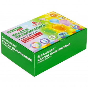 Краски пальчиковые для малышей от 1 года, 6 цветов (3 пастельных + 3 флуоресцентных) по 40 мл, BRAUBERG KIDS, 192400 Краски пальчиковые для малышей от 1 года, 6 цветов (3 пастельных + 3 флуоресцентных) по 40 мл, BRAUBERG KIDS, 192400