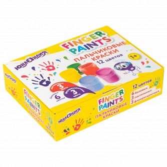 Краски пальчиковые для малышей от 1 года, 12 цветов (6 базовых + 3 пастельных + 3 флуоресцентных) по 35 мл, ЮНЛАНДИЯ, 192570 Краски пальчиковые для малышей от 1 года, 12 цветов (6 базовых + 3 пастельных + 3 флуоресцентных) по 35 мл, ЮНЛАНДИЯ, 192570