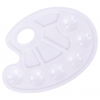 Палитра для рисования ПИФАГОР белая, овальная, 6 ячеек для красок и 4 ячейки для смешивания, 227805 Палитра для рисования ПИФАГОР белая, овальная, 6 ячеек для красок и 4 ячейки для смешивания, 227805