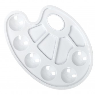 Палитра для рисования ЮНЛАНДИЯ белая, овальная, 6 ячеек для красок и 4 для смешивания, европодвес, 227806 Палитра для рисования ЮНЛАНДИЯ белая, овальная, 6 ячеек для красок и 4 для смешивания, европодвес, 227806