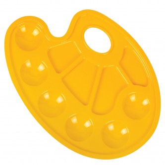 Палитра для рисования ЮНЛАНДИЯ желтая, овальная, 6 ячеек для красок и 4 для смешивания, европодвес, 227807 Палитра для рисования ЮНЛАНДИЯ желтая, овальная, 6 ячеек для красок и 4 для смешивания, европодвес, 227807