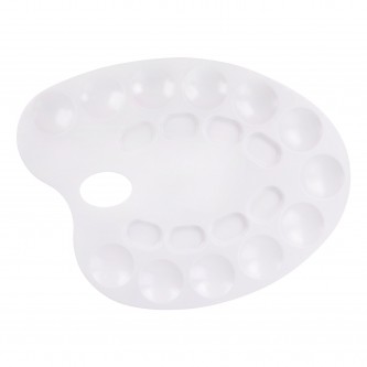 Палитра для рисования ПИФАГОР белая, пластиковая, овальная, 20 ячеек, 227808 Палитра для рисования ПИФАГОР белая, пластиковая, овальная, 20 ячеек, 227808