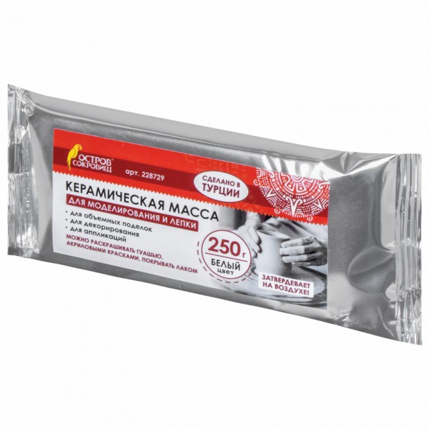 Масса керамическая для лепки ОСТРОВ СОКРОВИЩ, 250 г, натуральный цвет, 228729 Масса керамическая для лепки ОСТРОВ СОКРОВИЩ, 250 г, натуральный цвет, 228729