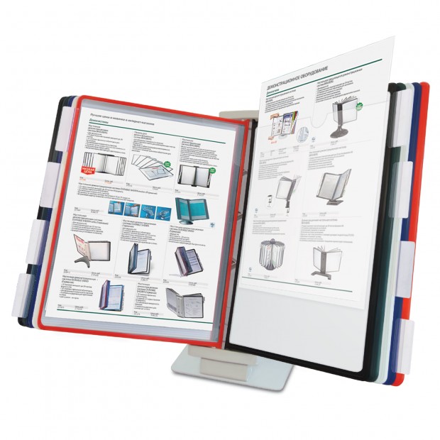 Демосистема настольная/настенная, с 10 цветными панелями А4, металлическая основа, серая, BRAUBERG Демосистема настольная/настенная, с 10 цветными панелями А4, металлическая основа, серая, BRAUBERG