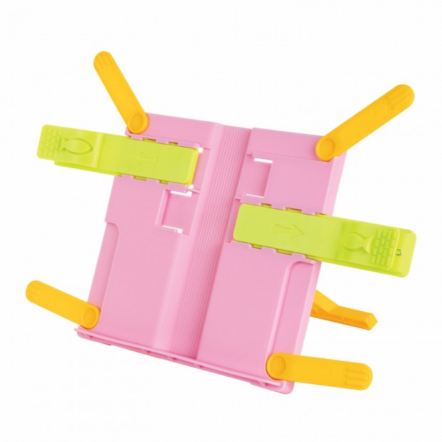 Подставка для книг ЮНЛАНДИЯ, с боковыми зажимами, регулируемый наклон, пластик, розовая, 237907 Подставка для книг ЮНЛАНДИЯ, с боковыми зажимами, регулируемый наклон, пластик, розовая, 237907