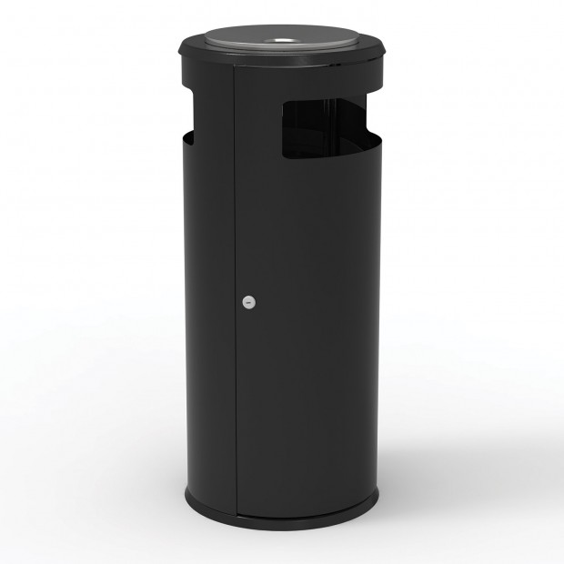 Урна уличная с пепельницей, кольцом для мешка, створка с замком, 955х455х455 мм, 70 литров, черная, Урна уличная с пепельницей, кольцом для мешка, створка с замком, 955х455х455 мм, 70 литров, черная,