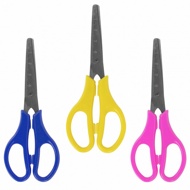 Ножницы ЮНЛАНДИЯ 130 мм, с линейкой, цвет ассорти, в картонной упаковке с европодвесом, 238343 Ножницы ЮНЛАНДИЯ 130 мм, с линейкой, цвет ассорти, в картонной упаковке с европодвесом, 238343