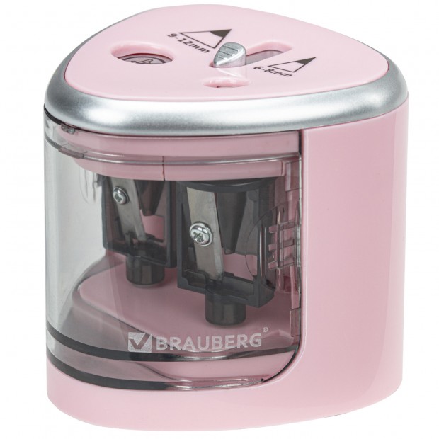 Точилка электрическая BRAUBERG DUAL (для 2 диаметров карандашей!), 4 батарейки АА, розовая, 270579 Точилка электрическая BRAUBERG DUAL (для 2 диаметров карандашей!), 4 батарейки АА, розовая, 270579