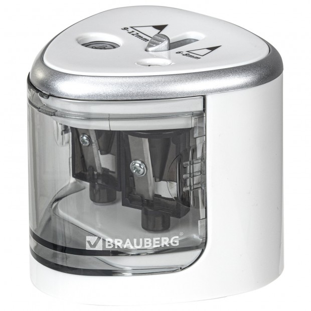 Точилка электрическая BRAUBERG DUAL (для 2 диаметров карандашей!), 4 батарейки АА, белая, 270580 Точилка электрическая BRAUBERG DUAL (для 2 диаметров карандашей!), 4 батарейки АА, белая, 270580