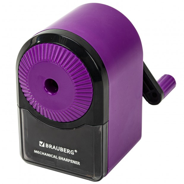 Точилка механическая BRAUBERG ULTRA для чернографитных и цветных карандашей, крепление к столу, цвет корпуса сиреневый с черным, 271341 Точилка механическая BRAUBERG ULTRA для чернографитных и цветных карандашей, крепление к столу, цвет корпуса сиреневый с черным, 271341