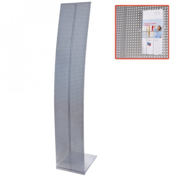 Стойка напольная для рекламных материалов (160х30х36 см), без лотков, хром, ПАРУС-1, (лотки 290443-290445), 290441 Стойка напольная для рекламных материалов (160х30х36 см), без лотков, хром, ПАРУС-1, (лотки 290443-290445), 290441