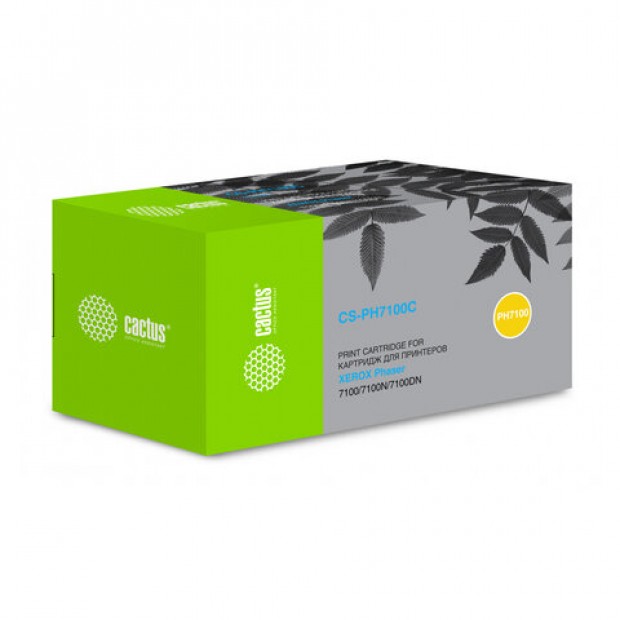 Тонер-картридж CACTUS (CS-PH7100C) для XEROX Phaser 7100, голубой, ресурс 4500 стр. Тонер-картридж CACTUS (CS-PH7100C) для XEROX Phaser 7100, голубой, ресурс 4500 стр.