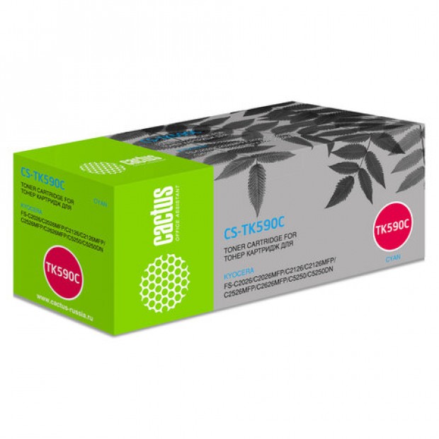 Тонер-картридж CACTUS (CS-TK590С) для KYOCERA FS-C2026MFP/2126MFP/2626MFP, голубой, ресурс 5000 стр., CS-TK590C Тонер-картридж CACTUS (CS-TK590С) для KYOCERA FS-C2026MFP/2126MFP/2626MFP, голубой, ресурс 5000 стр., CS-TK590C