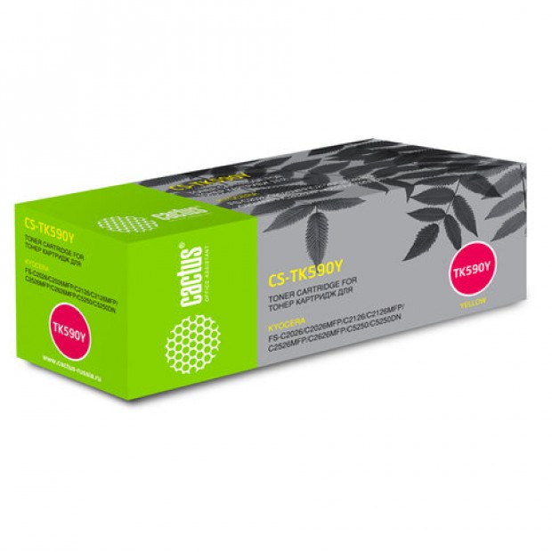 Тонер-картридж CACTUS (CS-TK590Y) для KYOCERA FS-C2026MFP/2126MFP/2626MFP, желтый, ресурс 5000 стр. Тонер-картридж CACTUS (CS-TK590Y) для KYOCERA FS-C2026MFP/2126MFP/2626MFP, желтый, ресурс 5000 стр.