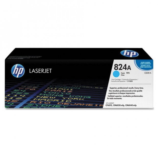 Картридж лазерный HP (CB381A) ColorLaserJet CP6015 и другие, №824A, голубой, оригинальный, ресурс 21000 страниц Картридж лазерный HP (CB381A) ColorLaserJet CP6015 и другие, №824A, голубой, оригинальный, ресурс 21000 страниц