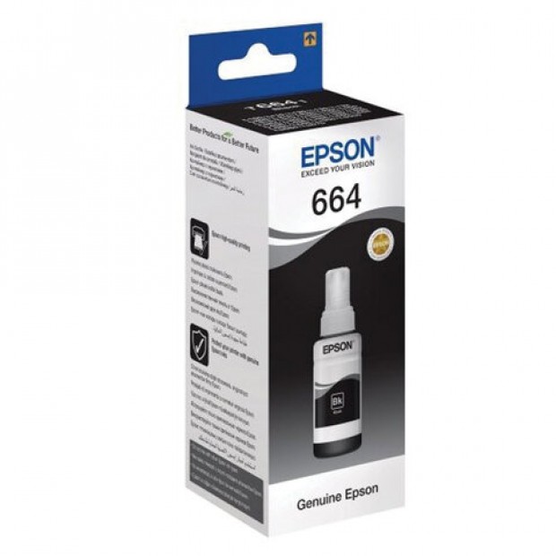 Чернила EPSON 664 (T6641) для СНПЧ Epson L100/L110/L200/L210/L300/L456/L550, черные, ОРИГИНАЛЬНЫЕ, C13T66414A/198 Чернила EPSON 664 (T6641) для СНПЧ Epson L100/L110/L200/L210/L300/L456/L550, черные, ОРИГИНАЛЬНЫЕ, C13T66414A/198