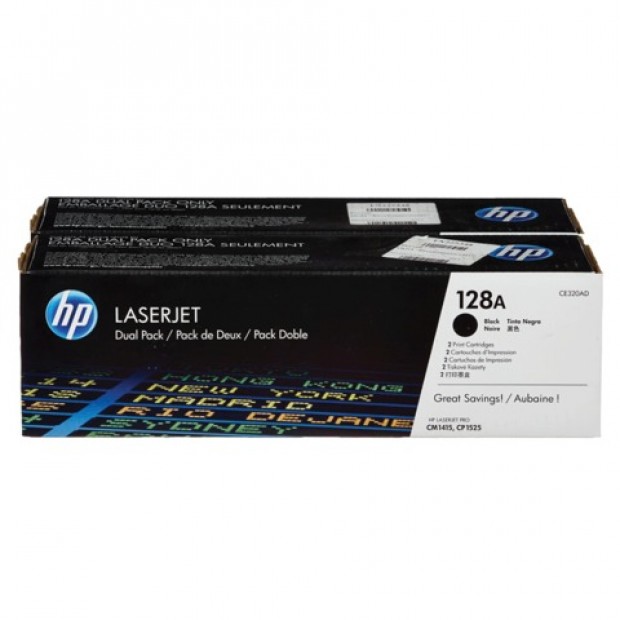 Картридж лазерный HP (CE320AD) CLJ CM1415FNW/CP1525NW, черный, оригинальный, КОМПЛЕКТ 2 шт., ресурс 2х2000 страниц