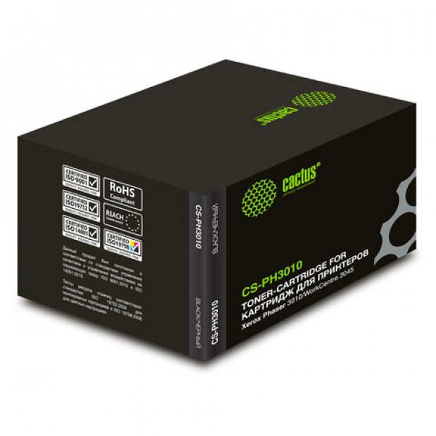 Картридж лазерный CACTUS (CS-PH3010) для XEROX Phaser 3010/WC3045, черный, ресурс 1000 стр. Картридж лазерный CACTUS (CS-PH3010) для XEROX Phaser 3010/WC3045, черный, ресурс 1000 стр.
