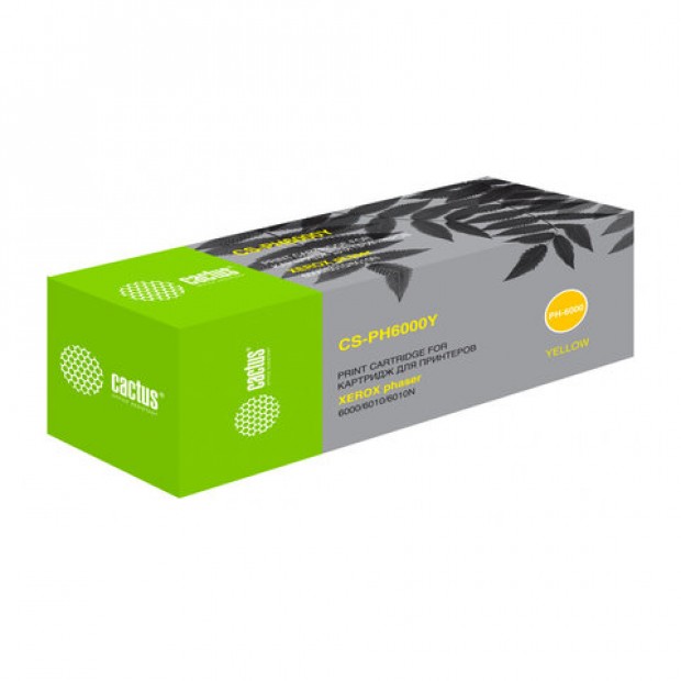 Картридж лазерный CACTUS (CS-PH6000Y) для XEROX Phaser 6000/6010N, желтый, ресурс 1000 стр. Картридж лазерный CACTUS (CS-PH6000Y) для XEROX Phaser 6000/6010N, желтый, ресурс 1000 стр.