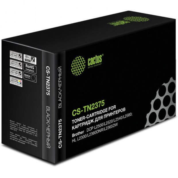 Картридж лазерный CACTUS (CS-TN2375) для BROTHER HL-L2300DR/2340DWR/DCP-L2500, ресурс 2600 стр. Картридж лазерный CACTUS (CS-TN2375) для BROTHER HL-L2300DR/2340DWR/DCP-L2500, ресурс 2600 стр.