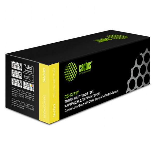 Картридж лазерный CACTUS (CS-C731Y) для CANON LBP7100/7110/MF8230/8280, желтый, ресурс 1500 стр. Картридж лазерный CACTUS (CS-C731Y) для CANON LBP7100/7110/MF8230/8280, желтый, ресурс 1500 стр.