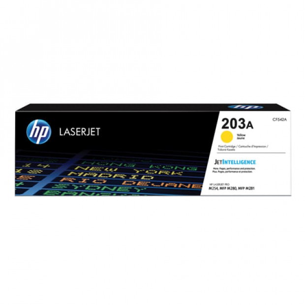 Картридж лазерный HP (CF542A) LaserJet Pro M254/M280/M281, №203A, желтый, оригинальный, ресурс 1300 страниц