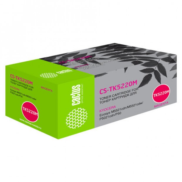 Тонер-картридж CACTUS (CS-TK5220M) для KYOCERA Ecosys P5021cdn/cdw/M5521cdn, пурпур, ресурс 1200 стр. Тонер-картридж CACTUS (CS-TK5220M) для KYOCERA Ecosys P5021cdn/cdw/M5521cdn, пурпур, ресурс 1200 стр.