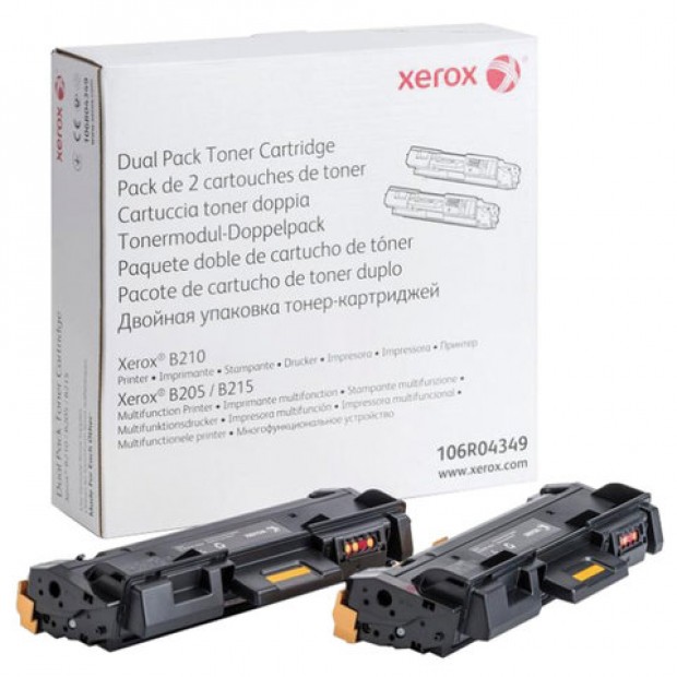 Тонер-картридж XEROX (106R04349) для B205/B210/B215, оригинальный, КОМПЛЕКТ 2 шт., ресурс 2х3000 страниц Тонер-картридж XEROX (106R04349) для B205/B210/B215, оригинальный, КОМПЛЕКТ 2 шт., ресурс 2х3000 страниц