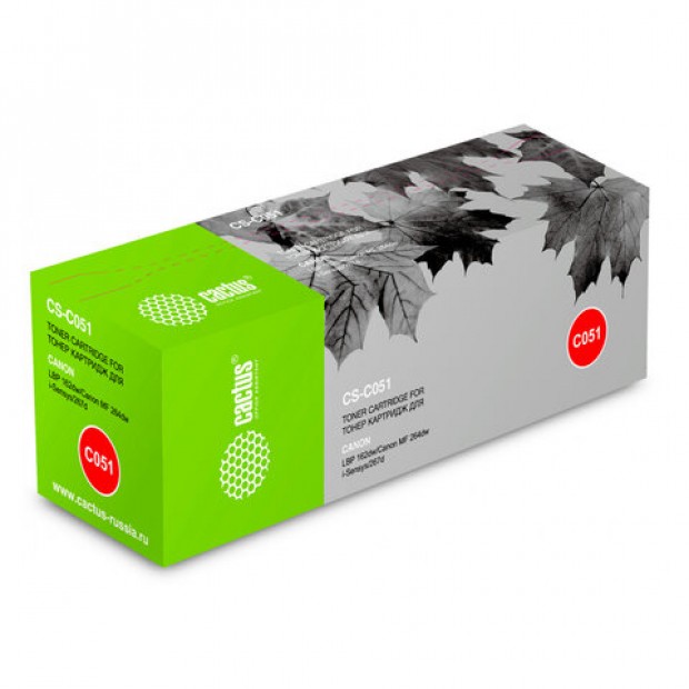 Тонер-картридж CACTUS (CS-C051) для Canon LBP 162dw/MF 264dw/267dw/269dw, черный, ресурс 1700 страниц Тонер-картридж CACTUS (CS-C051) для Canon LBP 162dw/MF 264dw/267dw/269dw, черный, ресурс 1700 страниц