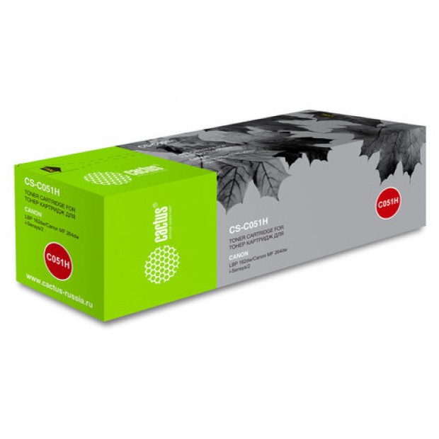 Тонер-картридж CACTUS (CS-C051H) для Canon LBP 162dw/MF 264dw/267dw/269dw, черный, ресурс 4100 страниц Тонер-картридж CACTUS (CS-C051H) для Canon LBP 162dw/MF 264dw/267dw/269dw, черный, ресурс 4100 страниц