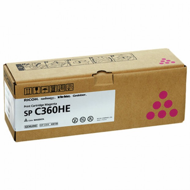 Картридж лазерный RICOH (SP C360HE) для Ricoh SP C360SFNw/C361SFNw, пурпур, оригинальный, ресурс 6000 страниц, 408186 Картридж лазерный RICOH (SP C360HE) для Ricoh SP C360SFNw/C361SFNw, пурпур, оригинальный, ресурс 6000 страниц, 408186