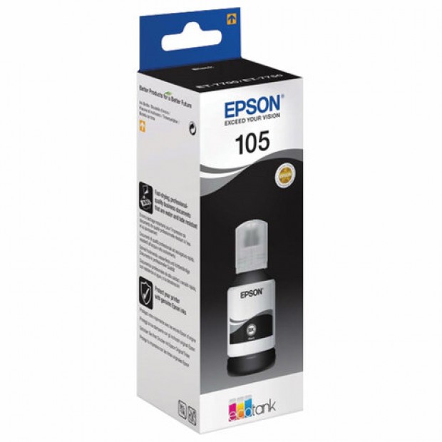 Чернила EPSON 105 (C13T00Q140) для СНПЧ L7160/L7180, черные пигментные, ОРИГИНАЛЬНЫЕ Чернила EPSON 105 (C13T00Q140) для СНПЧ L7160/L7180, черные пигментные, ОРИГИНАЛЬНЫЕ