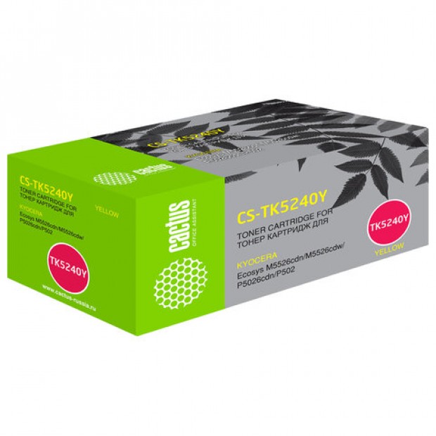 Картридж лазерный CACTUS (CS-TK5240Y) для Kyocera M5526cdn/M5526cdw/P5026cdn, желтый, ресурс 3000 страниц Картридж лазерный CACTUS (CS-TK5240Y) для Kyocera M5526cdn/M5526cdw/P5026cdn, желтый, ресурс 3000 страниц