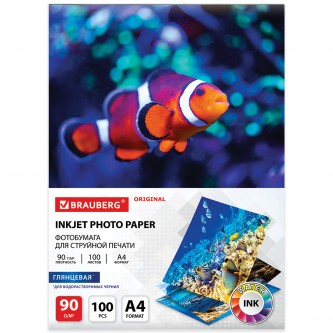 Фотобумага глянцевая, А4, 90 г/м2, односторонняя, 100 листов, BRAUBERG ORIGINAL, 363978 Фотобумага глянцевая, А4, 90 г/м2, односторонняя, 100 листов, BRAUBERG ORIGINAL, 363978