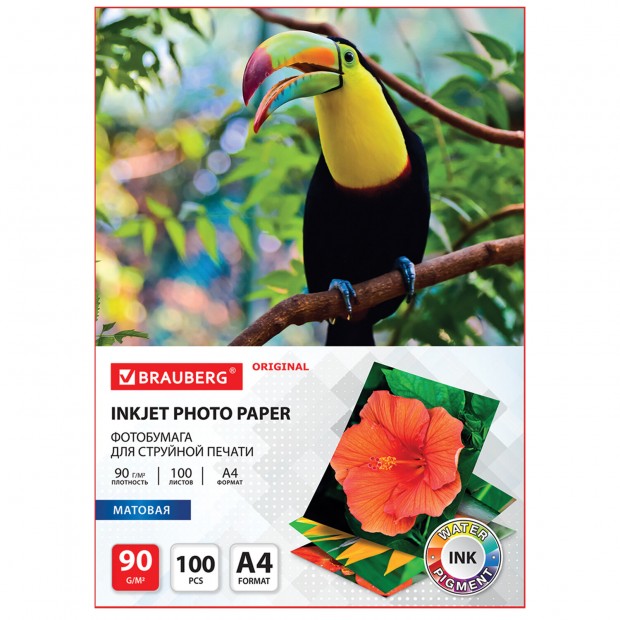 Фотобумага матовая, А4, 90 г/м2, односторонняя, 100 листов, BRAUBERG ORIGINAL, 363979 Фотобумага матовая, А4, 90 г/м2, односторонняя, 100 листов, BRAUBERG ORIGINAL, 363979