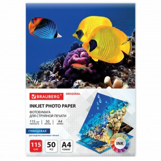 Фотобумага глянцевая, А4, 115 г/м2, односторонняя, 50 листов, BRAUBERG ORIGINAL, 363980 Фотобумага глянцевая, А4, 115 г/м2, односторонняя, 50 листов, BRAUBERG ORIGINAL, 363980