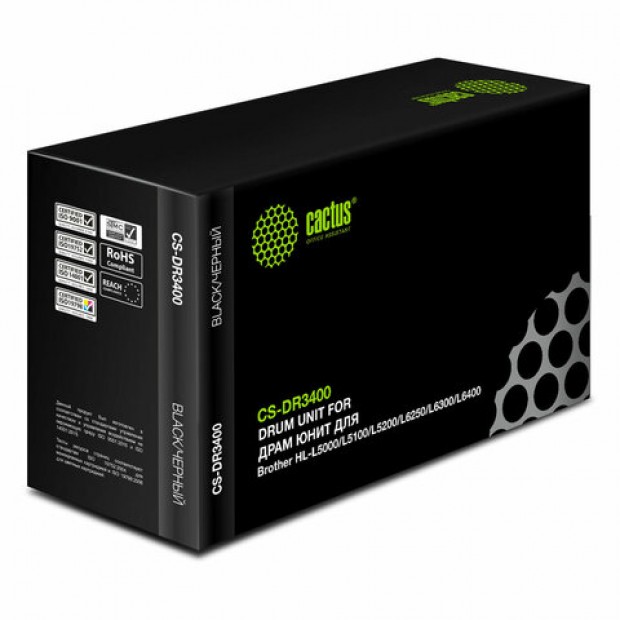 Фотобарабан CACTUS (CS-DR3400) для Brother HL-L5000/L5100/L5200/L6250/L6300/L6400, ресурс 30000 страниц Фотобарабан CACTUS (CS-DR3400) для Brother HL-L5000/L5100/L5200/L6250/L6300/L6400, ресурс 30000 страниц