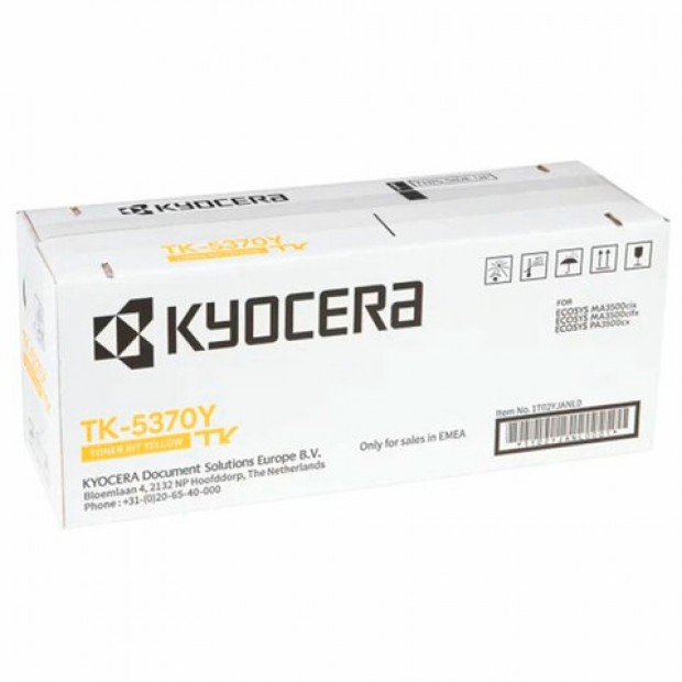 Тонер-картридж KYOCERA (TK-5370Y) ECOSYS PA3500cx/MA3500cix/MA3500cifx, желтый, оригинальный, ресурс 5000 страниц, 1T02YJANL0 Тонер-картридж KYOCERA (TK-5370Y) ECOSYS PA3500cx/MA3500cix/MA3500cifx, желтый, оригинальный, ресурс 5000 страниц, 1T02YJANL0