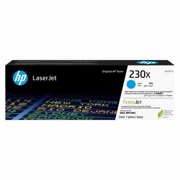 Картридж лазерный HP (W2301X) Color LaserJet Pro 4303/4203, № 230X, голубой, оригинальный, ресурс 5500 страниц