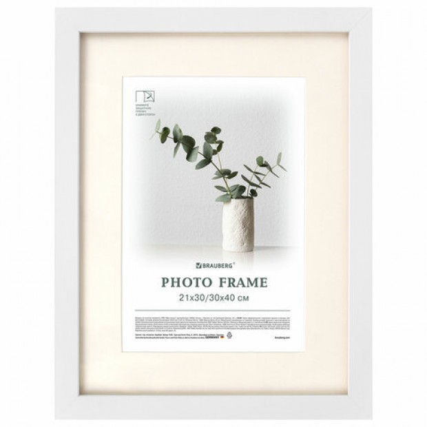 Рамка 30х40 см с паспарту 21х30 см, небьющаяся, багет 26 мм, МДФ, BRAUBERG 