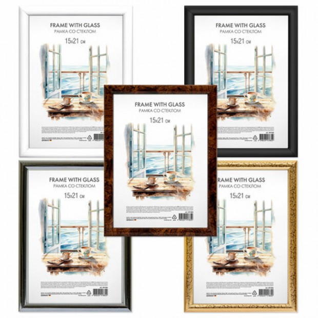 Рамка 15х21 см со стеклом, багет 15 мм, пластик, BRAUBERG Рамка 15х21 см со стеклом, багет 15 мм, пластик, BRAUBERG