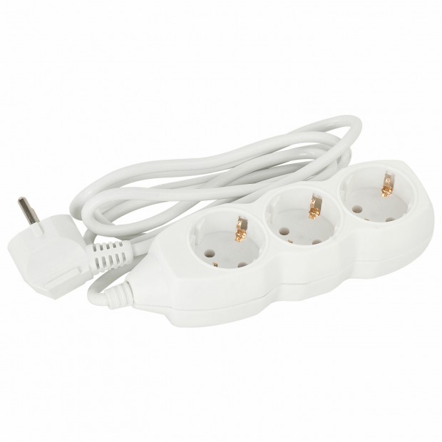 Удлинитель сетевой SONNEN U-131G, 3 розетки, c заземлением, 10 А, 1,8 м, белый, 511431 Удлинитель сетевой SONNEN U-131G, 3 розетки, c заземлением, 10 А, 1,8 м, белый, 511431