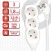 Удлинитель сетевой SONNEN U-131G, 3 розетки, c заземлением, 10 А, 1,8 м, белый, 511431 Удлинитель сетевой SONNEN U-131G, 3 розетки, c заземлением, 10 А, 1,8 м, белый, 511431