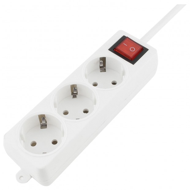 Удлинитель ГАРНИЗОН с выключателем, 3 розетки с заземлением, 3 м, 3х1 мм, 3500 Вт, белый, ELB-G3-W-3 Удлинитель ГАРНИЗОН с выключателем, 3 розетки с заземлением, 3 м, 3х1 мм, 3500 Вт, белый, ELB-G3-W-3