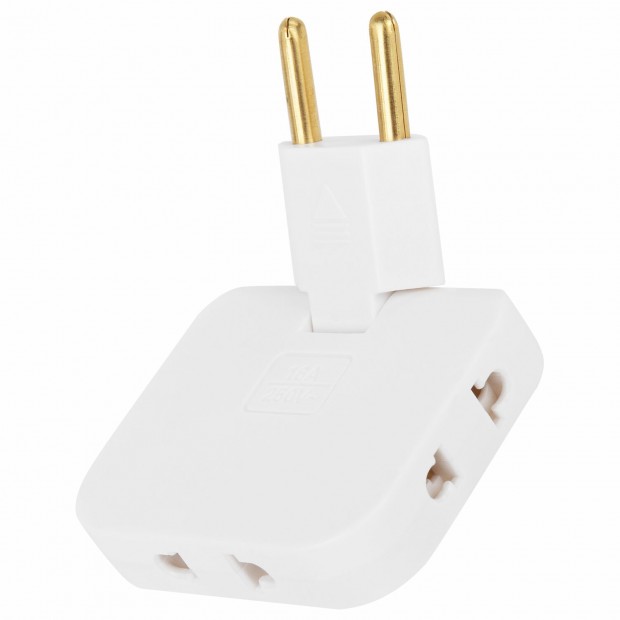 Сетевой тройник ПОВОРОТНЫЙ, 3 розетки, без заземления, без шторок, белый, УТ000038668 Сетевой тройник ПОВОРОТНЫЙ, 3 розетки, без заземления, без шторок, белый, УТ000038668