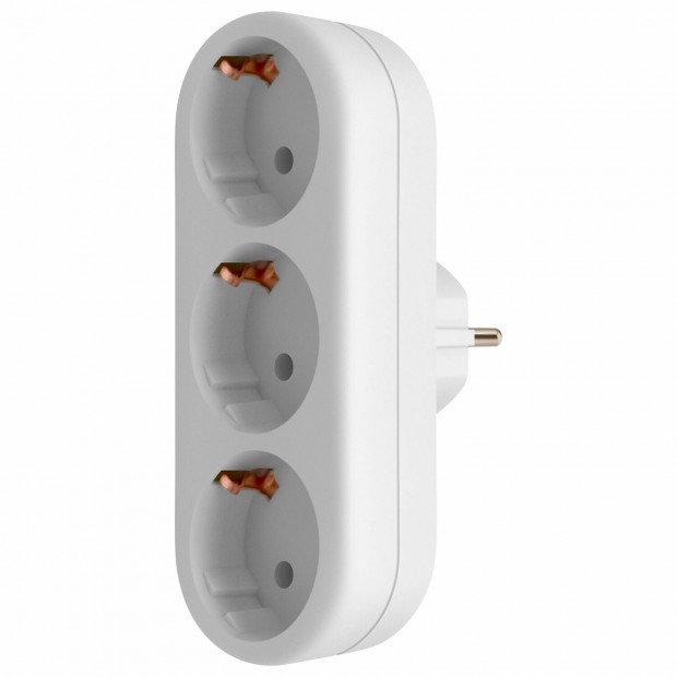 Сетевой тройник DEFENDER TG-01, 3 розетки, c заземлением, белый, 99109 Сетевой тройник DEFENDER TG-01, 3 розетки, c заземлением, белый, 99109